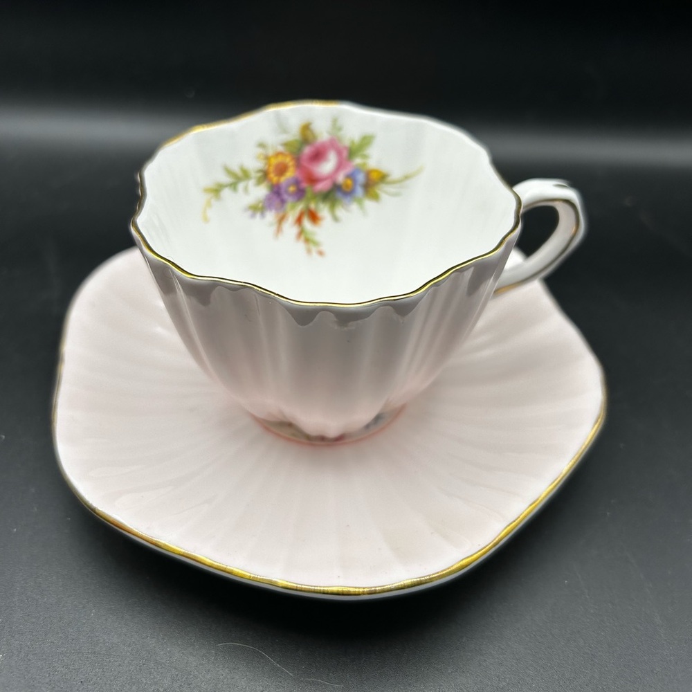 Foley Pale Pink Floral Teacup and Saucer Set